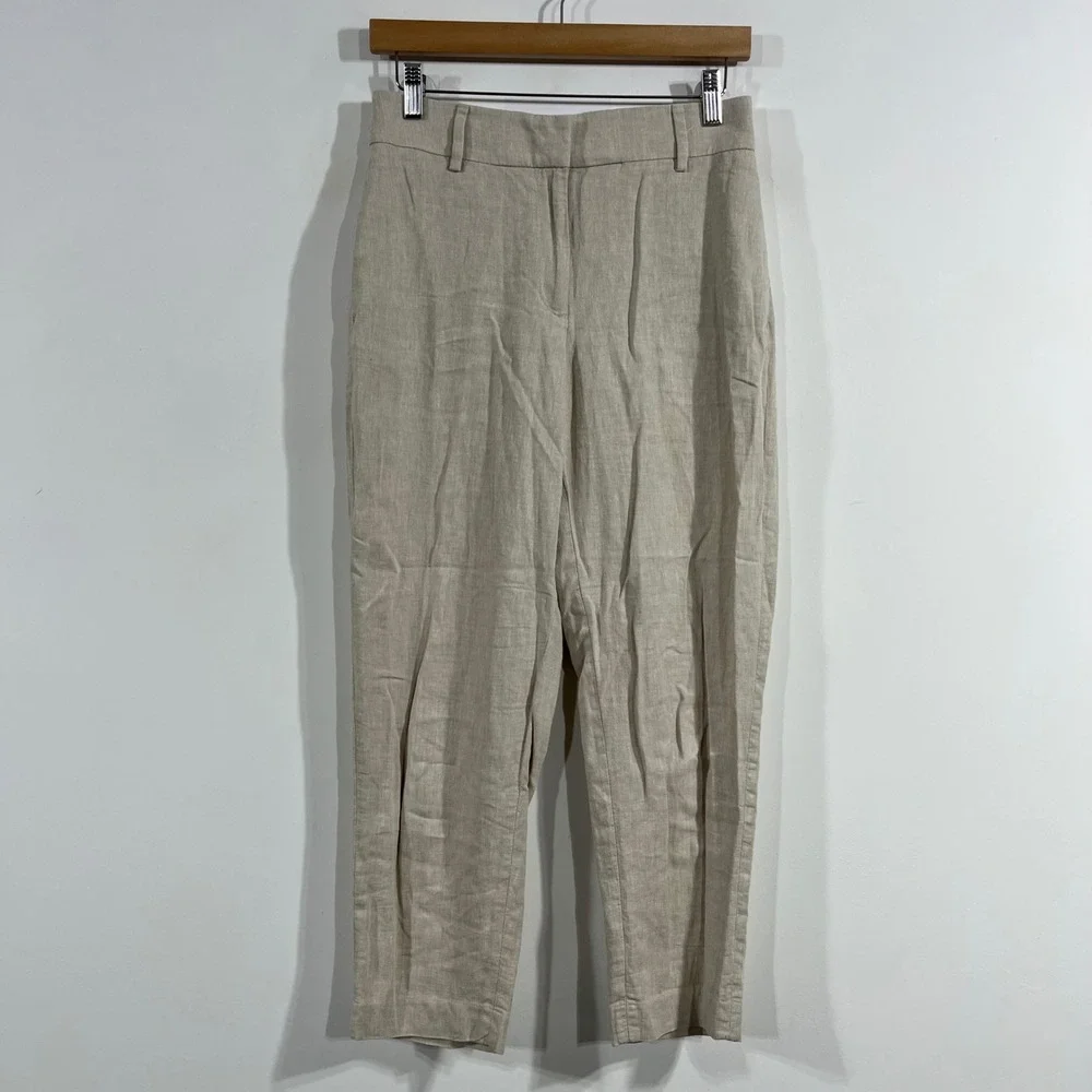 HM Coastal Resort Euro Summer Linen Tapered‎ Pants Old Money Minimalist Womens 4